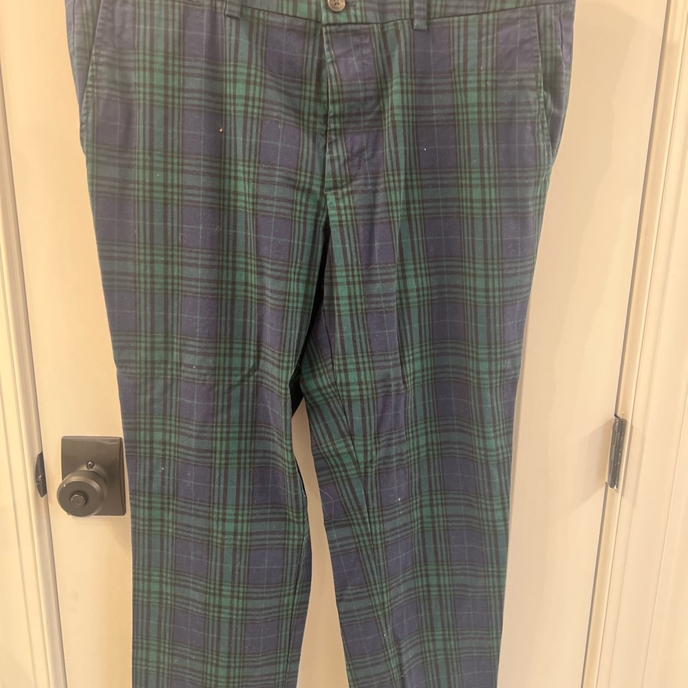 Vineyard Vines Men's Plaid Chinos in Green and Blue